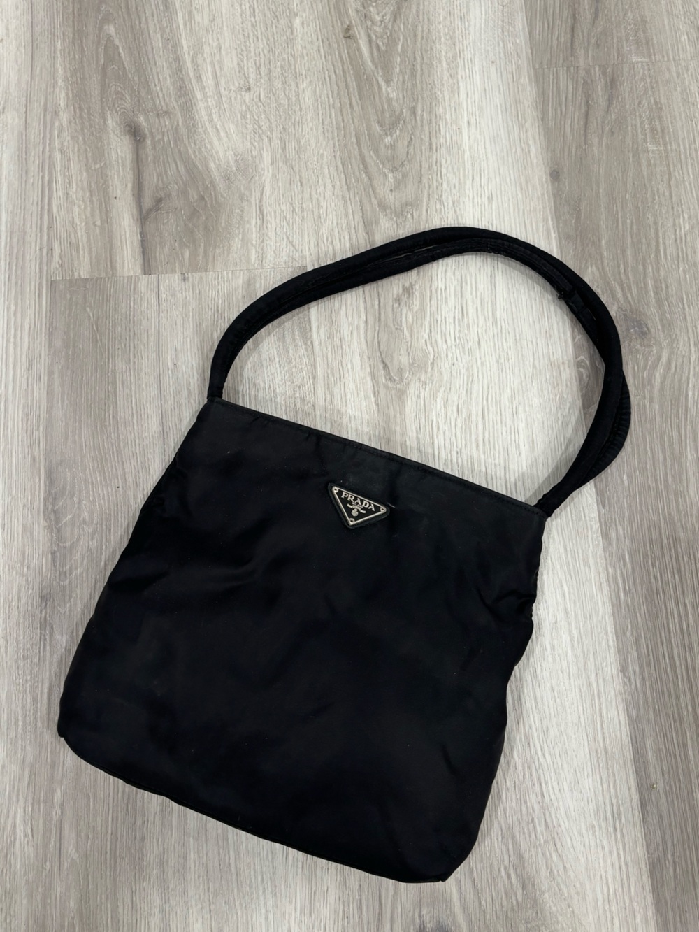 Vintage Prada Black Nylon Bag with Triangle Logo